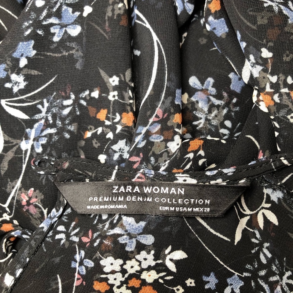 Zara floral bell sleeve flowy see through blouse boho cottagecore size M - Picture 8 of 8